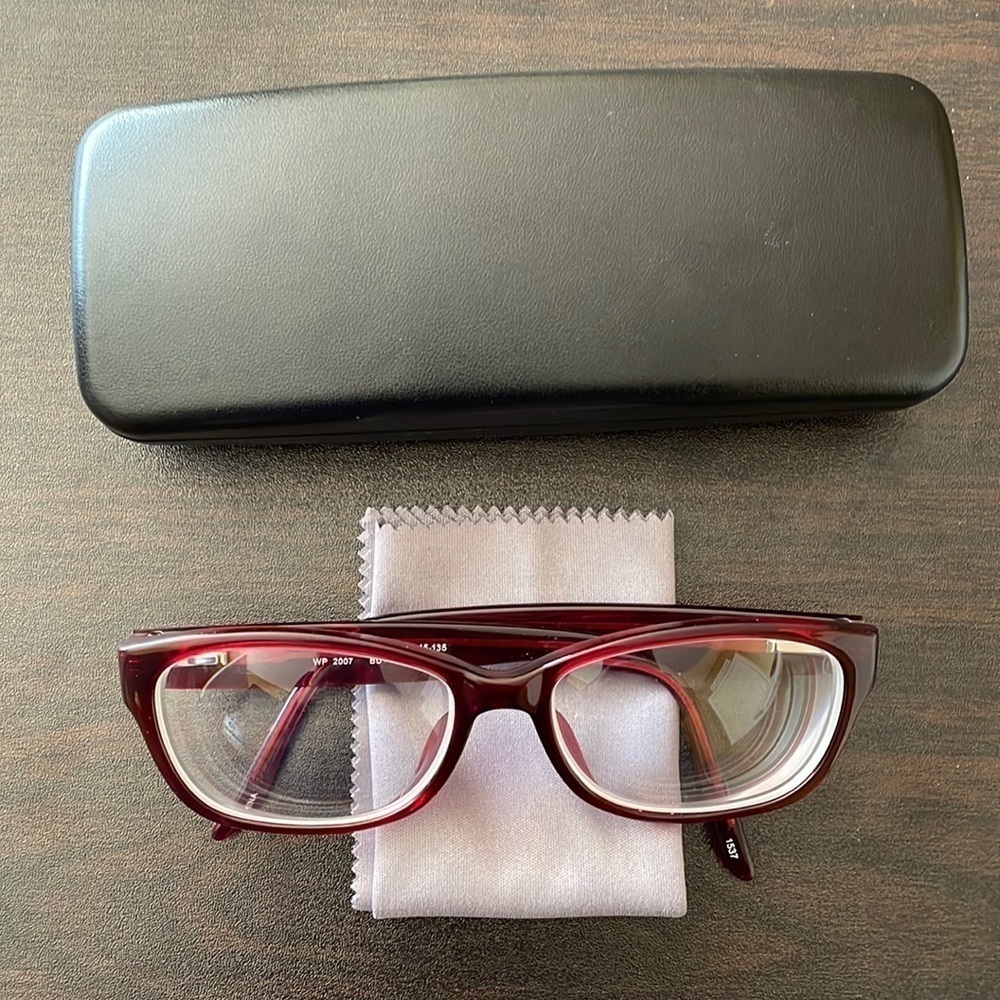 Women's Full Rim Maroon Eyeglasses Frame With Case and Cleaning Cloth